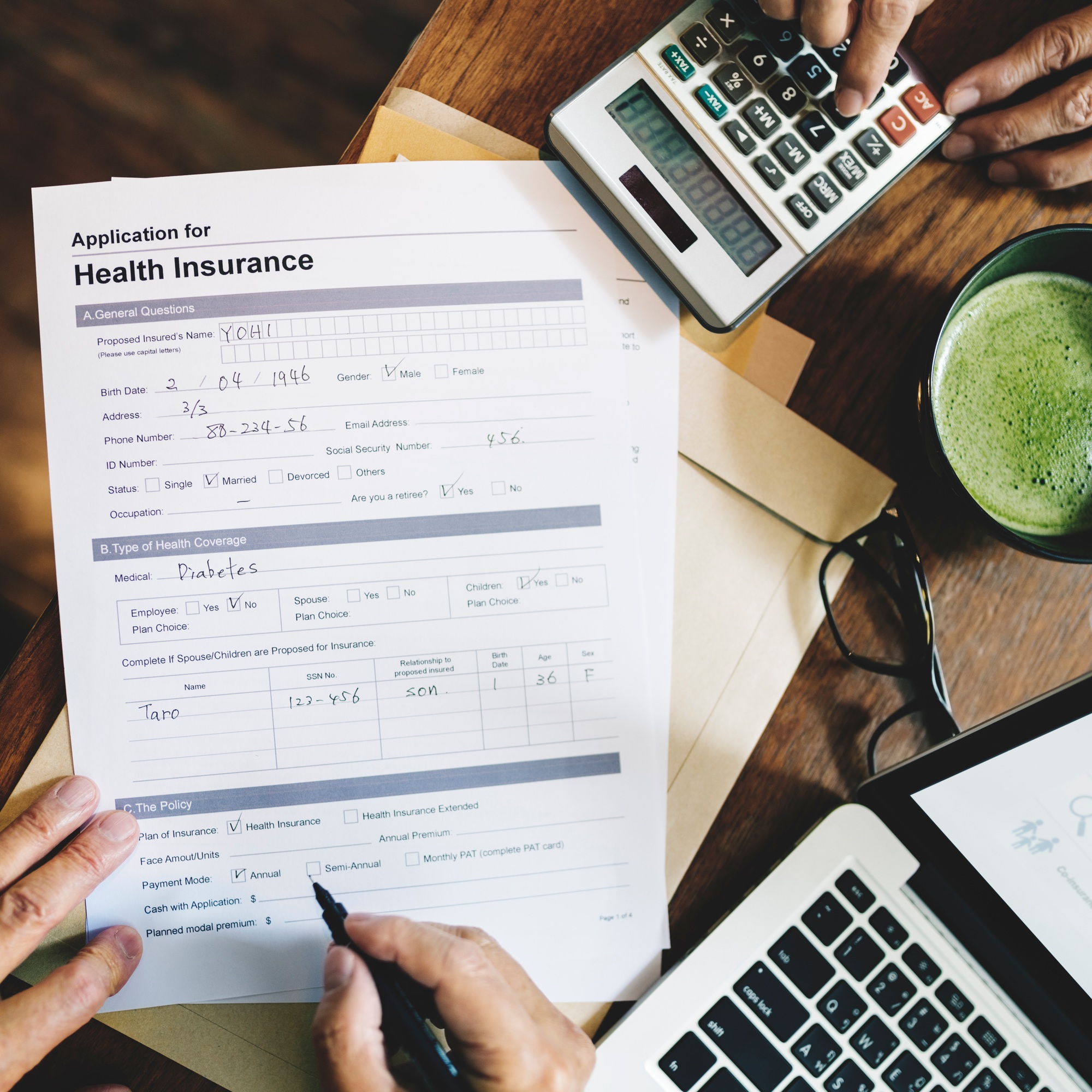 Health Insurance Application Form Concept